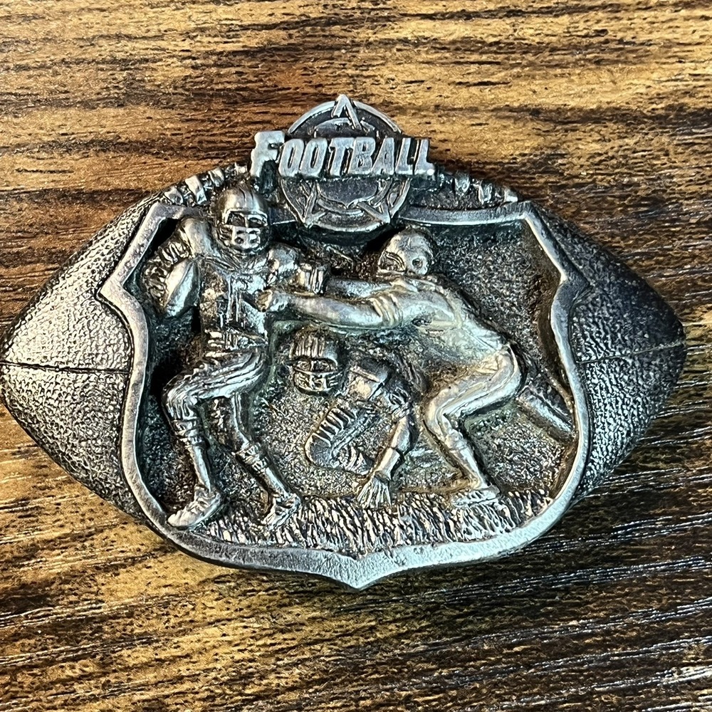 1978 American Buckle Co Football Belt Buckle Great Seal Eagle USA Vintage B19